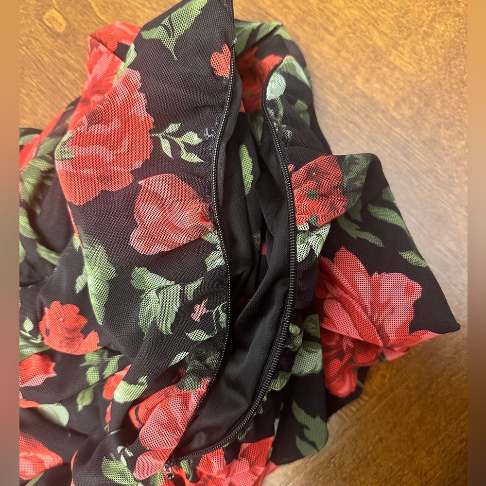 Love By Design Black and Red Floral Midi Dress - Picture 8 of 8